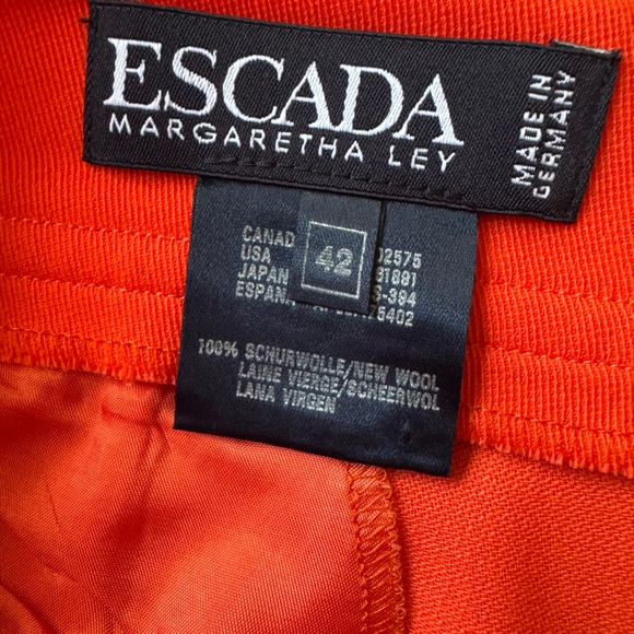 Vintage Escada Margaretha Ley Red Wool High Waist Designer Pants EU 42 - Picture 2 of 13